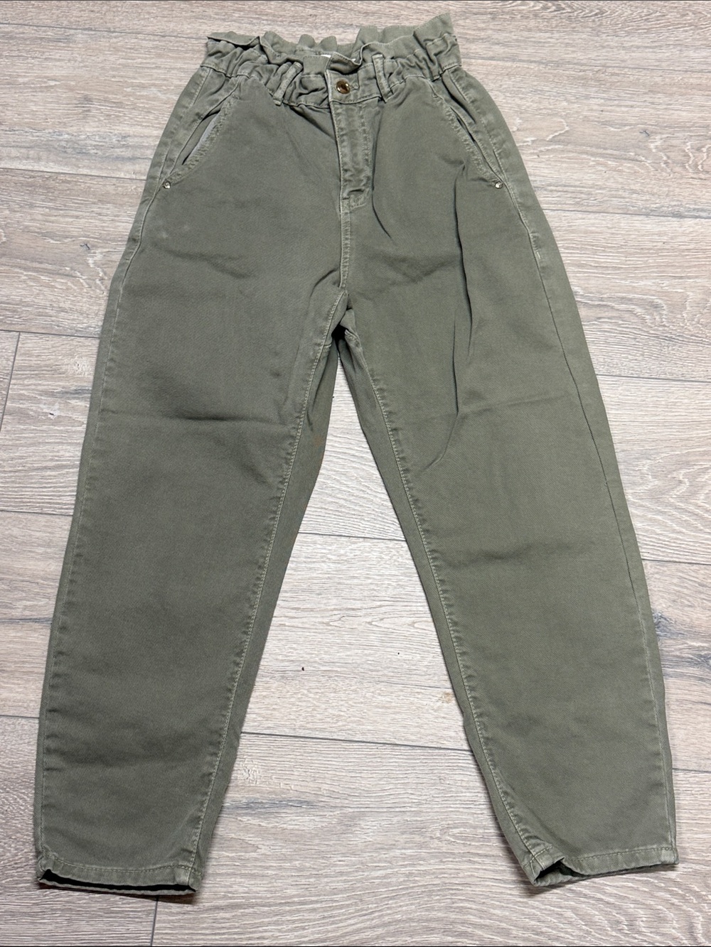 Zara Men's Olive Paperbag Waist Chinos